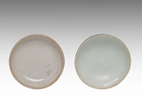 Four chinese blue and white shipwreck wares, incl. a fine 'scrolling lotus' jar and a 'buddhist lion' round box and cover, ming dynasty, h 9 - 10,5 - ø 12 cm - afbeelding 8 van  17