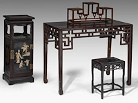 Four chinese stands, mostly hardwood, republic period, tallest h 87 - 34 x 29 cm