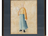 Four drawings depicting the traditional chinese four noble occupations, watercolour on paper, 19thc, 21 x 27 cm 27 x 21 cm. (10.63 x 8.26 in.), frame: 41 x 35 cm. (16.14 x 13.77 in.) - afbeelding 4 van  9