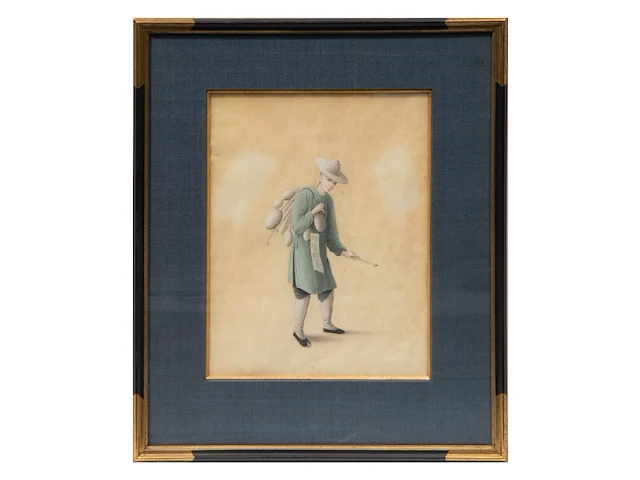 Four drawings depicting the traditional chinese four noble occupations, watercolour on paper, 19thc, 21 x 27 cm 27 x 21 cm. (10.63 x 8.26 in.), frame: 41 x 35 cm. (16.14 x 13.77 in.) - afbeelding 6 van  9