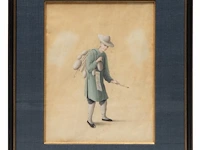 Four drawings depicting the traditional chinese four noble occupations, watercolour on paper, 19thc, 21 x 27 cm 27 x 21 cm. (10.63 x 8.26 in.), frame: 41 x 35 cm. (16.14 x 13.77 in.) - afbeelding 6 van  9