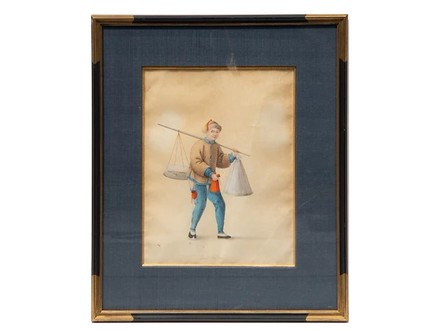 Four drawings depicting the traditional chinese four noble occupations, watercolour on paper, 19thc, 21 x 27 cm 27 x 21 cm. (10.63 x 8.26 in.), frame: 41 x 35 cm. (16.14 x 13.77 in.) - afbeelding 8 van  9