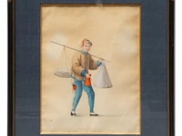 Four drawings depicting the traditional chinese four noble occupations, watercolour on paper, 19thc, 21 x 27 cm 27 x 21 cm. (10.63 x 8.26 in.), frame: 41 x 35 cm. (16.14 x 13.77 in.) - afbeelding 8 van  9