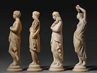Four fine ivory figures representing the four seasons, french, 19thc, h ca. 20 cm (+) - afbeelding 3 van  8