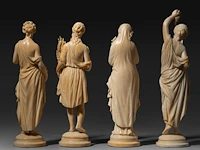 Four fine ivory figures representing the four seasons, french, 19thc, h ca. 20 cm (+) - afbeelding 4 van  8