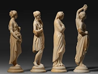 Four fine ivory figures representing the four seasons, french, 19thc, h ca. 20 cm (+) - afbeelding 5 van  8