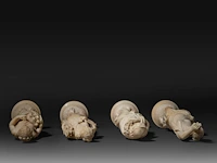 Four fine ivory figures representing the four seasons, french, 19thc, h ca. 20 cm (+) - afbeelding 7 van  8