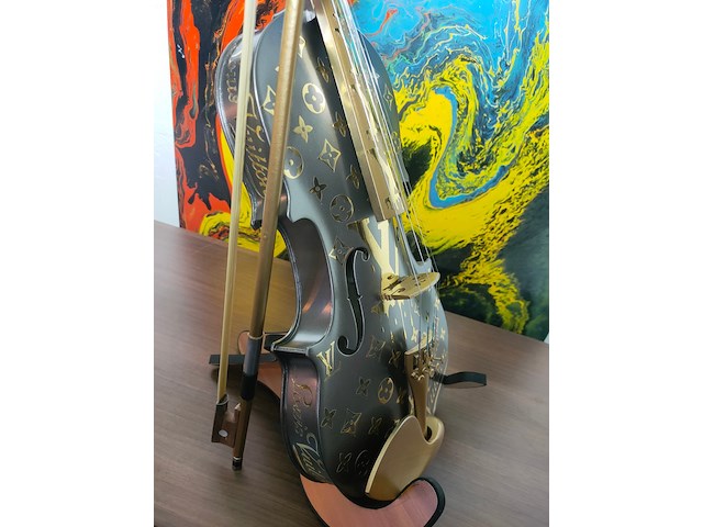 Fp pop art - louis vuitton violon luxury grey dark metalic 60cm édition limited 2/10 - afbeelding 2 van  12