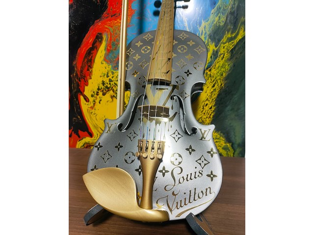 Fp pop art - louis vuitton violon luxury grey dark metalic 60cm édition limited 2/10 - afbeelding 8 van  12