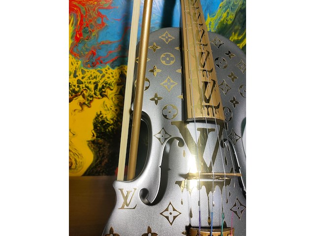 Fp pop art - louis vuitton violon luxury grey dark metalic 60cm édition limited 2/10 - afbeelding 10 van  12