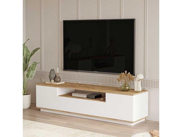 Fr7 tv-meubel | 100% melamine | atlantic pine, wit - afbeelding 6 van  7