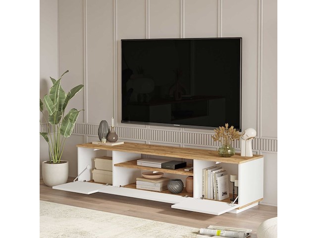 Fr7 tv-meubel | 100% melamine | atlantic pine, wit - afbeelding 7 van  7