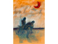 Francesco caraccio - innamorati in bicicletta - gemengde techniek - afbeelding 2 van  3