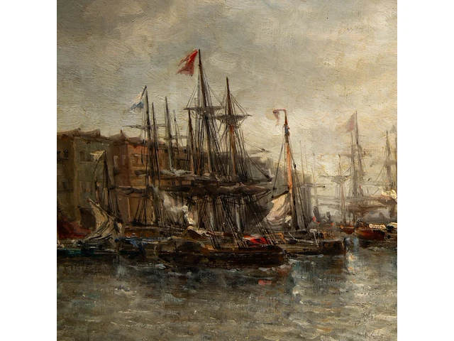 François etienne musin (1820-1888), view of a port, oil on mahogany 31 x 58 cm. (12.19 x 22.82 in.), frame: 50 x 77 cm. (19.67 x 30.30 in.) - afbeelding 5 van  6