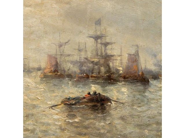 François etienne musin (1820-1888), view of a port, oil on mahogany 31 x 58 cm. (12.19 x 22.82 in.), frame: 50 x 77 cm. (19.67 x 30.30 in.) - afbeelding 6 van  6