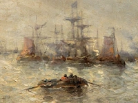 François etienne musin (1820-1888), view of a port, oil on mahogany 31 x 58 cm. (12.19 x 22.82 in.), frame: 50 x 77 cm. (19.67 x 30.30 in.) - afbeelding 6 van  6