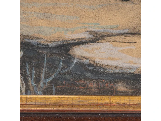 François joseph damien (1879-1973), knights travelling through the snow, pastel and charcoal 50 x 68 cm. (19.67 x 26.76 in.), frame: 64 x 81 cm. (25.19 x 31.89 in.) - afbeelding 4 van  6