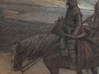 François joseph damien (1879-1973), knights travelling through the snow, pastel and charcoal 50 x 68 cm. (19.67 x 26.76 in.), frame: 64 x 81 cm. (25.19 x 31.89 in.) - afbeelding 5 van  6