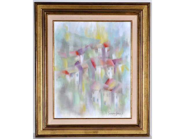 Françoise fabry - le village - olie op doek - 50x40 cm - afbeelding 1 van  6