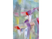 Françoise fabry - le village - olie op doek - 50x40 cm - afbeelding 4 van  6