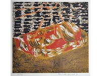 Frank van hemert - zeefdruk - gesigneerd - ingelijst - 38x37 cm - 1991 - afbeelding 1 van  2