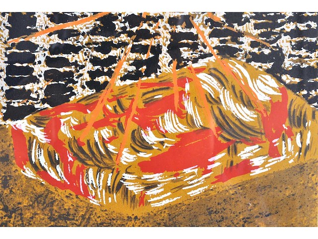 Frank van hemert - zeefdruk - gesigneerd - ingelijst - 38x37 cm - 1991 - afbeelding 2 van  2