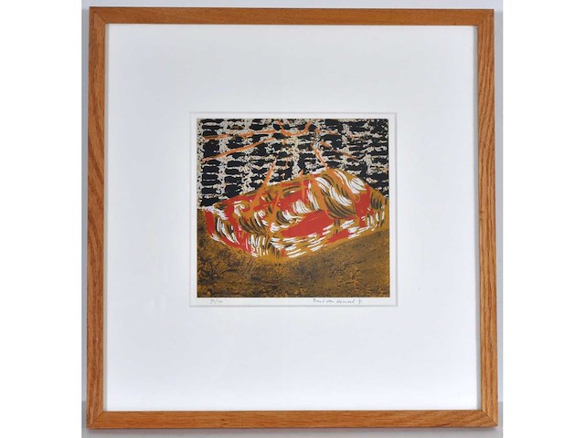 Frank van hemert - zeefdruk - gesigneerd - ingelijst - 38x37 cm - 1991 - afbeelding 2 van  6