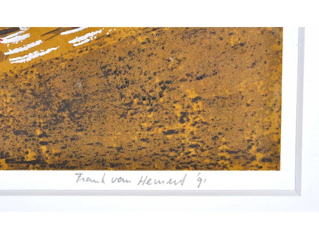 Frank van hemert - zeefdruk - gesigneerd - ingelijst - 38x37 cm - 1991 - afbeelding 3 van  6