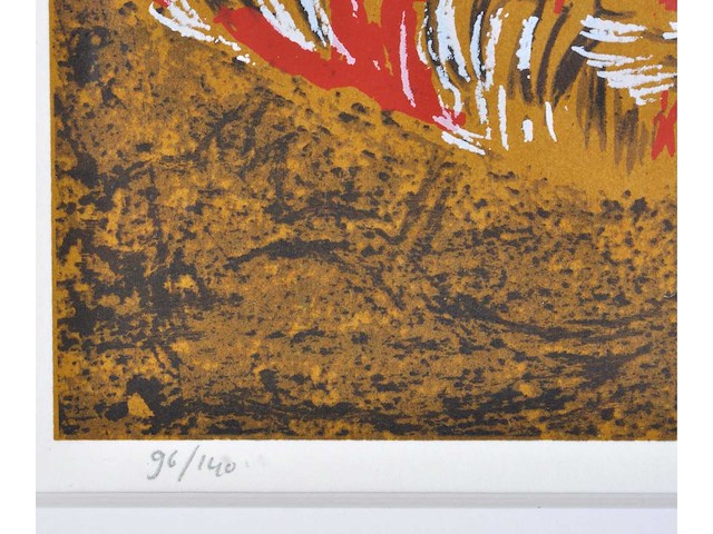 Frank van hemert - zeefdruk - gesigneerd - ingelijst - 38x37 cm - 1991 - afbeelding 4 van  6