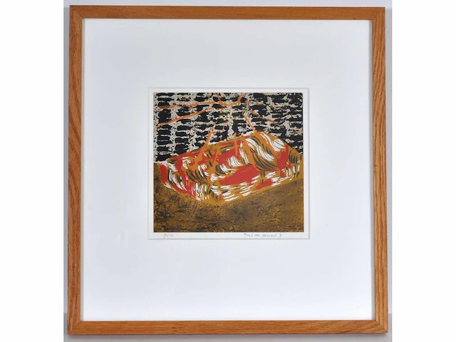 Frank van hemert - zeefdruk - gesigneerd - ingelijst - 38x37 cm - 1991 - afbeelding 6 van  6