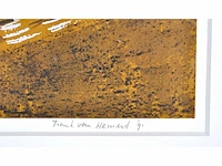 Frank van hemert - zeefdruk - gesigneerd - ingelijst - 38x37 cm - 1991 - afbeelding 5 van  6