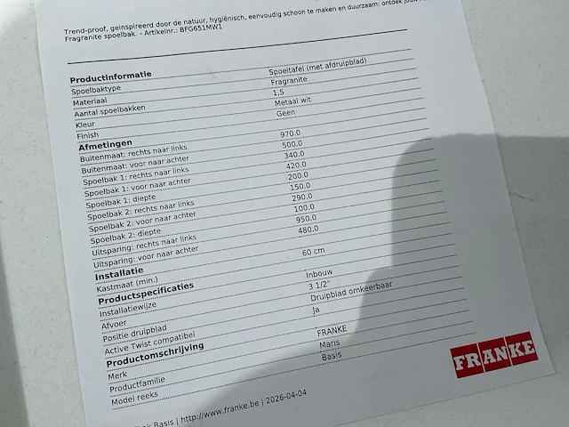 Franke dubbele spoelbak - afbeelding 5 van  7
