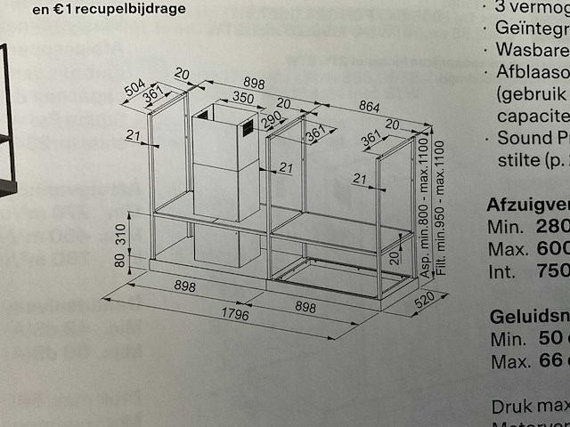 Franke mythos t-shelf eilanddampkap - afbeelding 3 van  10