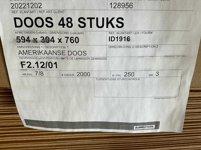 Frano pallet kartonnen doos (7x) - afbeelding 3 van  3