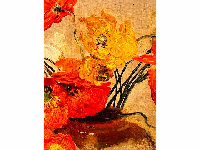 Frans david oerder - papavers in gemberpot - olie op doek - topwerk - afbeelding 2 van  11