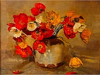 Frans david oerder - papavers in gemberpot - olie op doek - topwerk