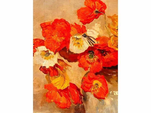 Frans david oerder - papavers in gemberpot - olie op doek - topwerk - afbeelding 6 van  11