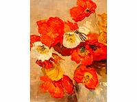 Frans david oerder - papavers in gemberpot - olie op doek - topwerk - afbeelding 6 van  11