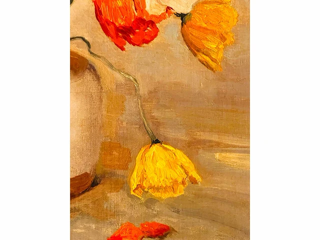 Frans david oerder - papavers in gemberpot - olie op doek - topwerk - afbeelding 7 van  11
