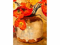 Frans david oerder - papavers in gemberpot - olie op doek - topwerk - afbeelding 9 van  11