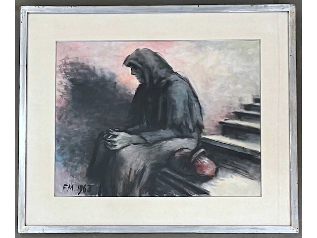 Frans masereel - olie op papier - origineel - afbeelding 3 van  5