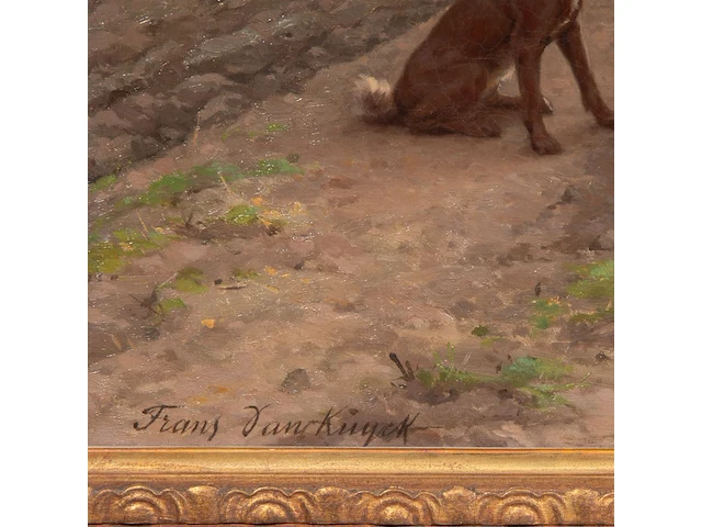 Frans pieter van kuyck (1852-1915), farmer with his son and dog, oil on canvas 50 x 70 cm. (19.67 x 27.55 in.), frame: 74 x 94 cm. (29.12 x 37.00 in.) - afbeelding 4 van  5