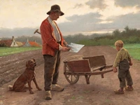 Frans pieter van kuyck (1852-1915), farmer with his son and dog, oil on canvas 50 x 70 cm. (19.67 x 27.55 in.), frame: 74 x 94 cm. (29.12 x 37.00 in.) - afbeelding 5 van  5
