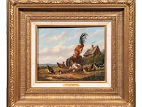Frans van severdonck (1809-1889), chickens and a rooster in a landscape, oil on panel 26 x 32 cm. (10.24 x 12.59 in.), frame: 56.5 x 50 cm. (22.23 x 19.67 in.) - afbeelding 2 van  5