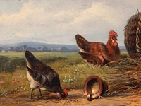 Frans van severdonck (1809-1889), chickens and a rooster in a landscape, oil on panel 26 x 32 cm. (10.24 x 12.59 in.), frame: 56.5 x 50 cm. (22.23 x 19.67 in.) - afbeelding 4 van  5