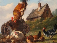 Frans van severdonck (1809-1889), chickens and a rooster in a landscape, oil on panel 26 x 32 cm. (10.24 x 12.59 in.), frame: 56.5 x 50 cm. (22.23 x 19.67 in.) - afbeelding 5 van  5