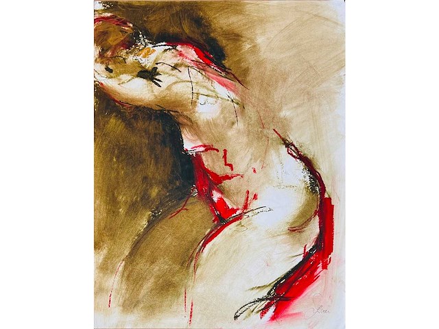 Franscz witte - naakt - olieverfkrijt op papier - afbeelding 1 van  7