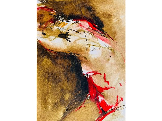 Franscz witte - naakt - olieverfkrijt op papier - afbeelding 2 van  7