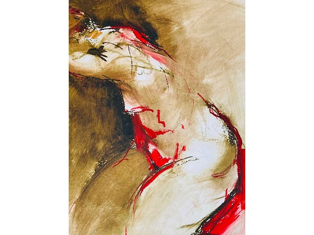 Franscz witte - naakt - olieverfkrijt op papier - afbeelding 3 van  7