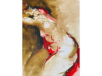 Franscz witte - naakt - olieverfkrijt op papier - afbeelding 3 van  7